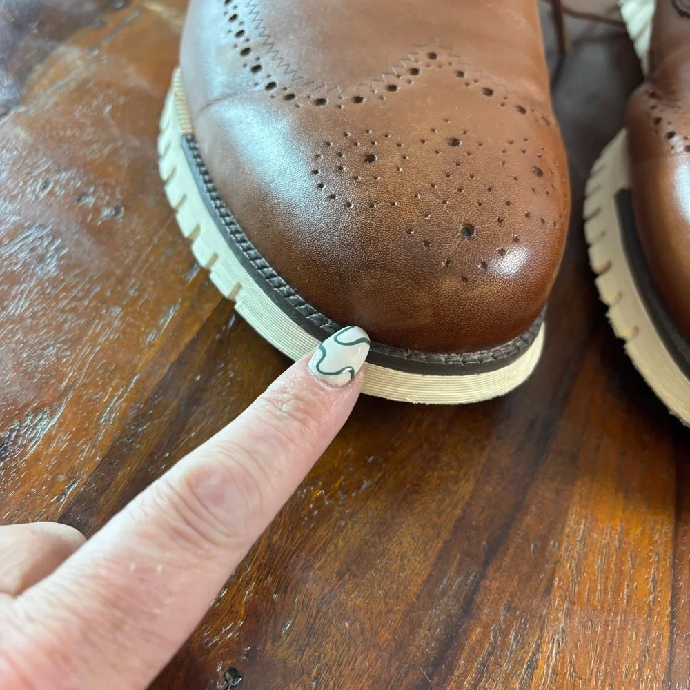 Cole Haan Zerogrand Wingtip Oxford Mens 14M British Tan Leather C39602 Shoes